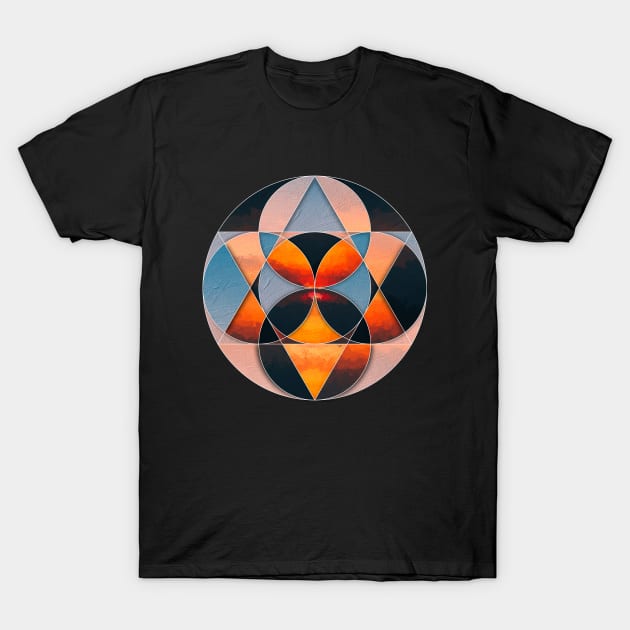 Geometric collage of sunset oil painting T-Shirt by DigitPaint